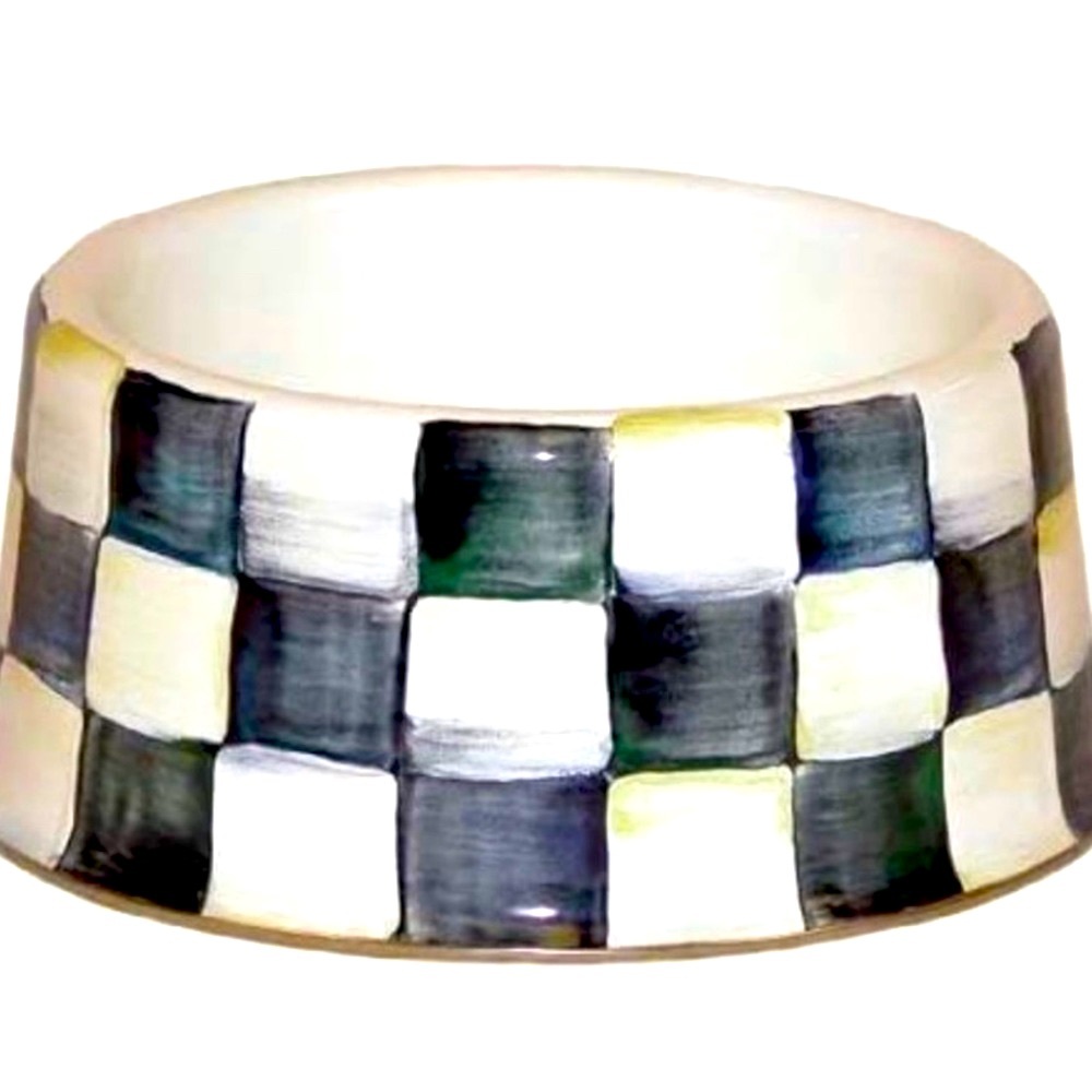 MacKenzie-Childs Courtly Check Enamel Pet Dish